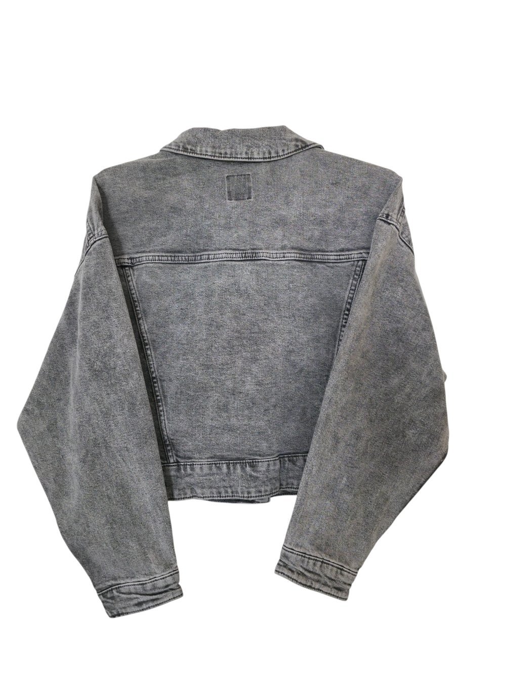 Wild Fable Cropped Denim Jacket Gray Acid Wash Button Front Size M NWT - Picture 2 of 5